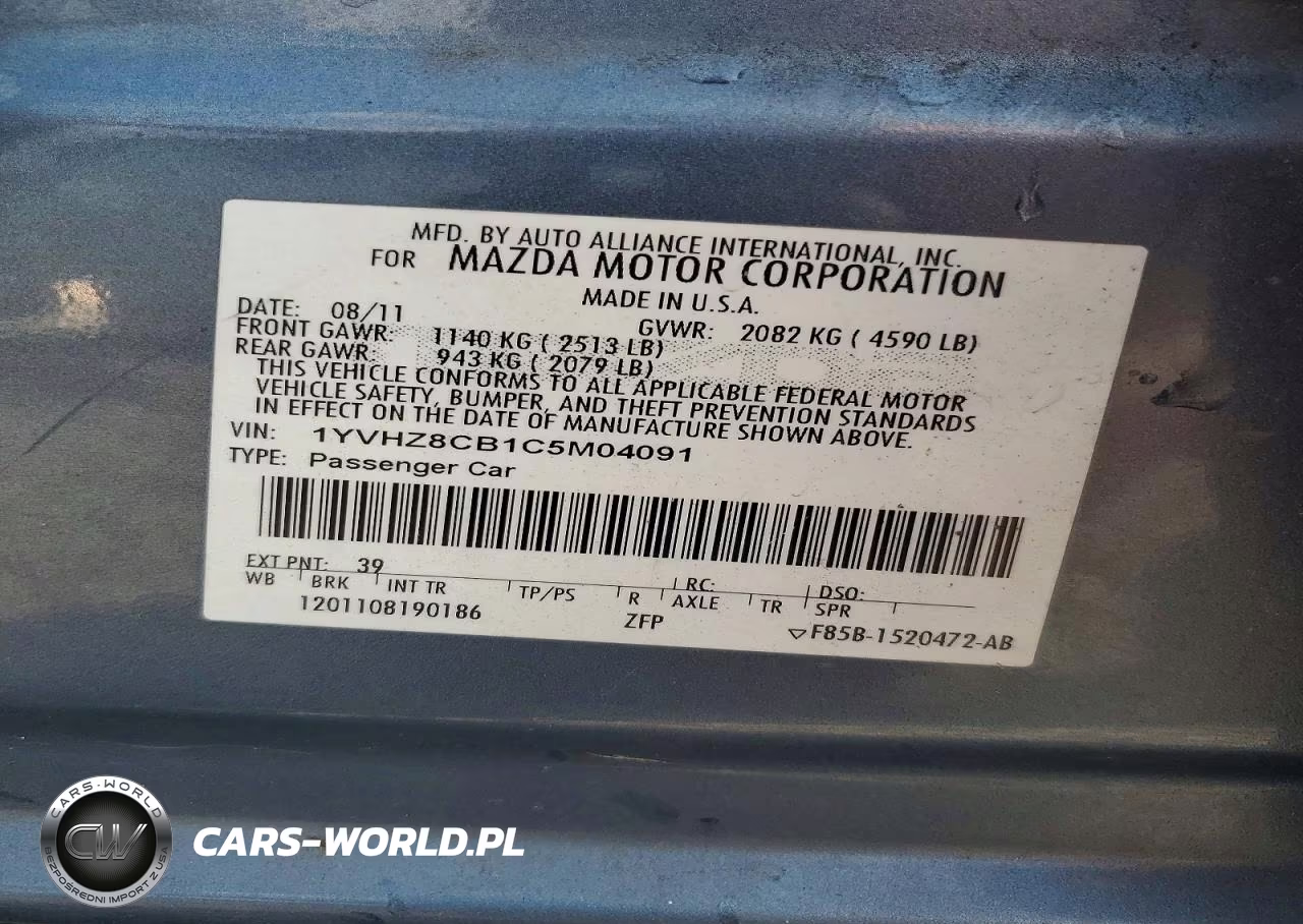 2012 Mazda 6 S VIN:1YVHZ8CB1C5M04091 - 12