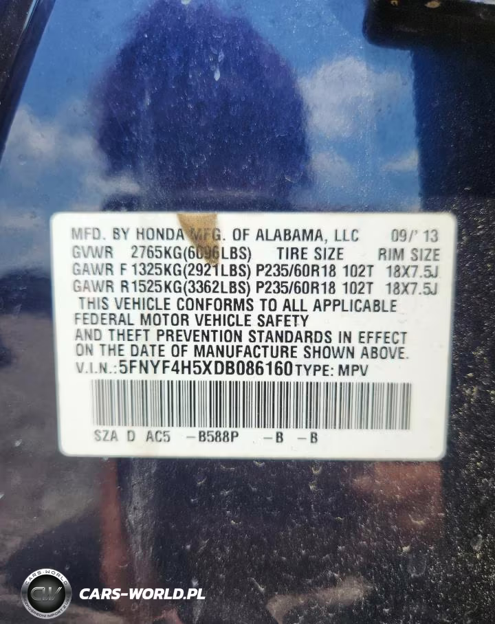 2013 Honda Pilot Exl VIN:5FNYF4H5XDB086160 - 14