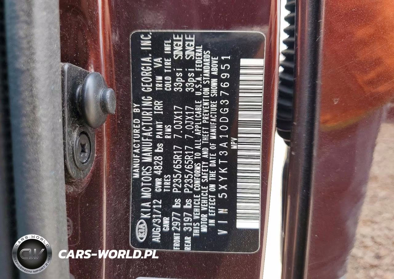 2013 Kia Sorento Lx VIN:5XYKT3A10DG376951 - 13