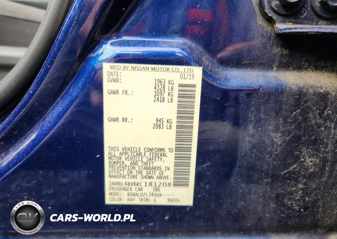 2019 Nissan Altima S VIN:1N4BL4BV6KC181208 - 12