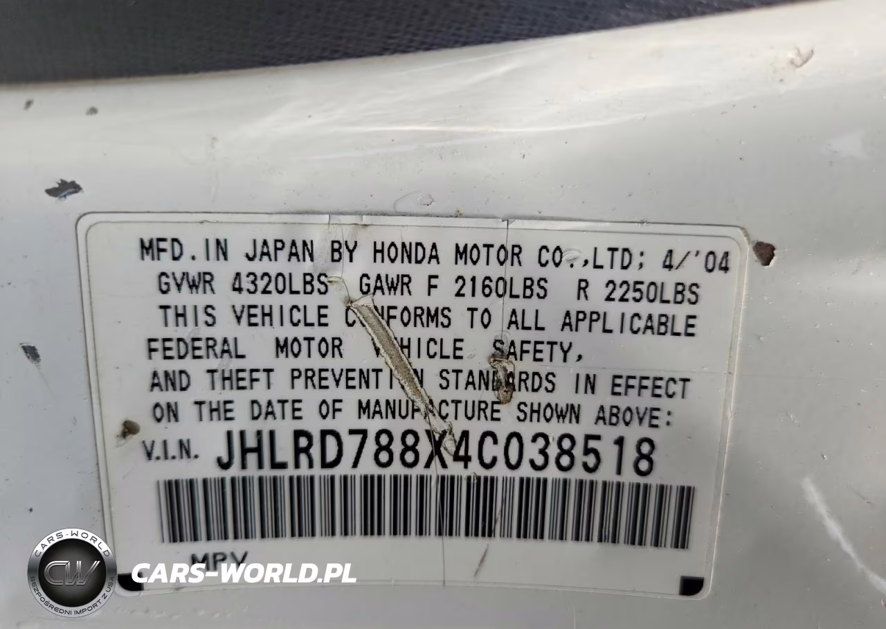 2004 Honda Cr-V Ex VIN:JHLRD788X4C038518 - 14
