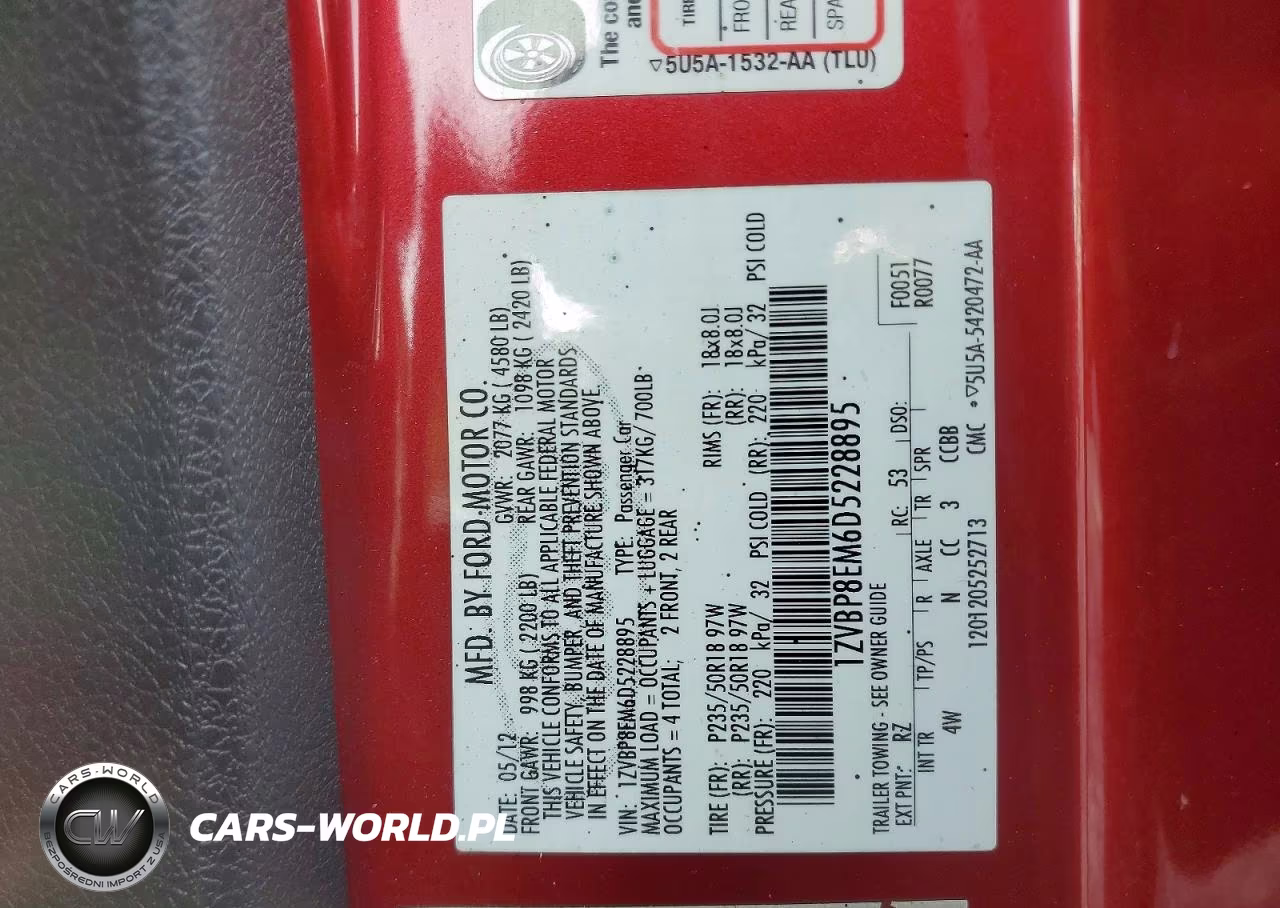 2013 Ford Mustang VIN:1ZVBP8EM6D5228895 - 12