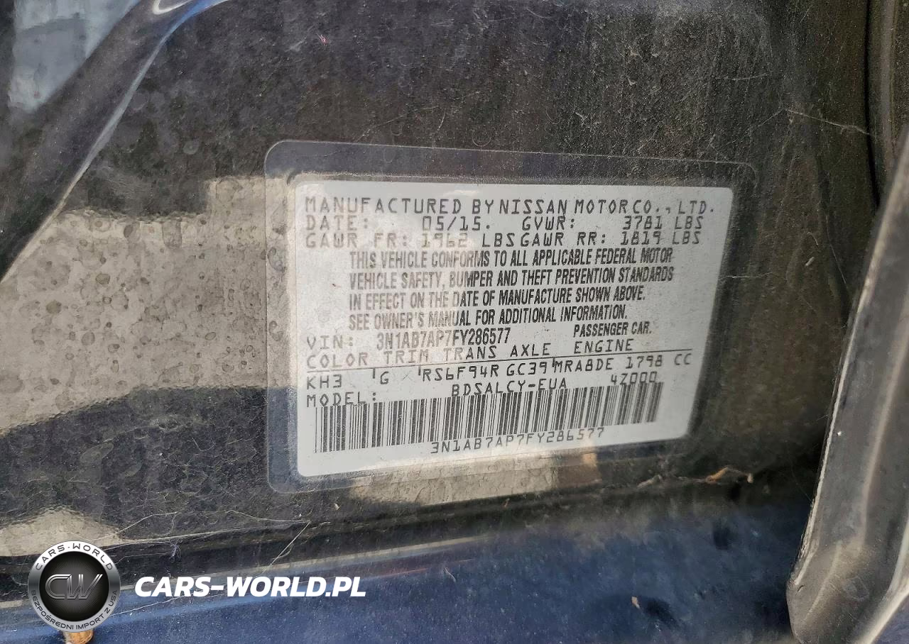 2015 Nissan Sentra S VIN:3N1AB7AP7FY286577 - 12