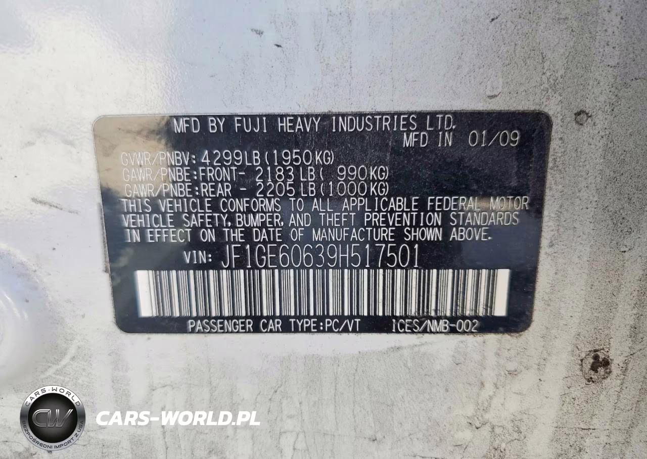 2009 Subaru Impreza 2.5I Premium VIN:JF1GE60639H517501 - 13