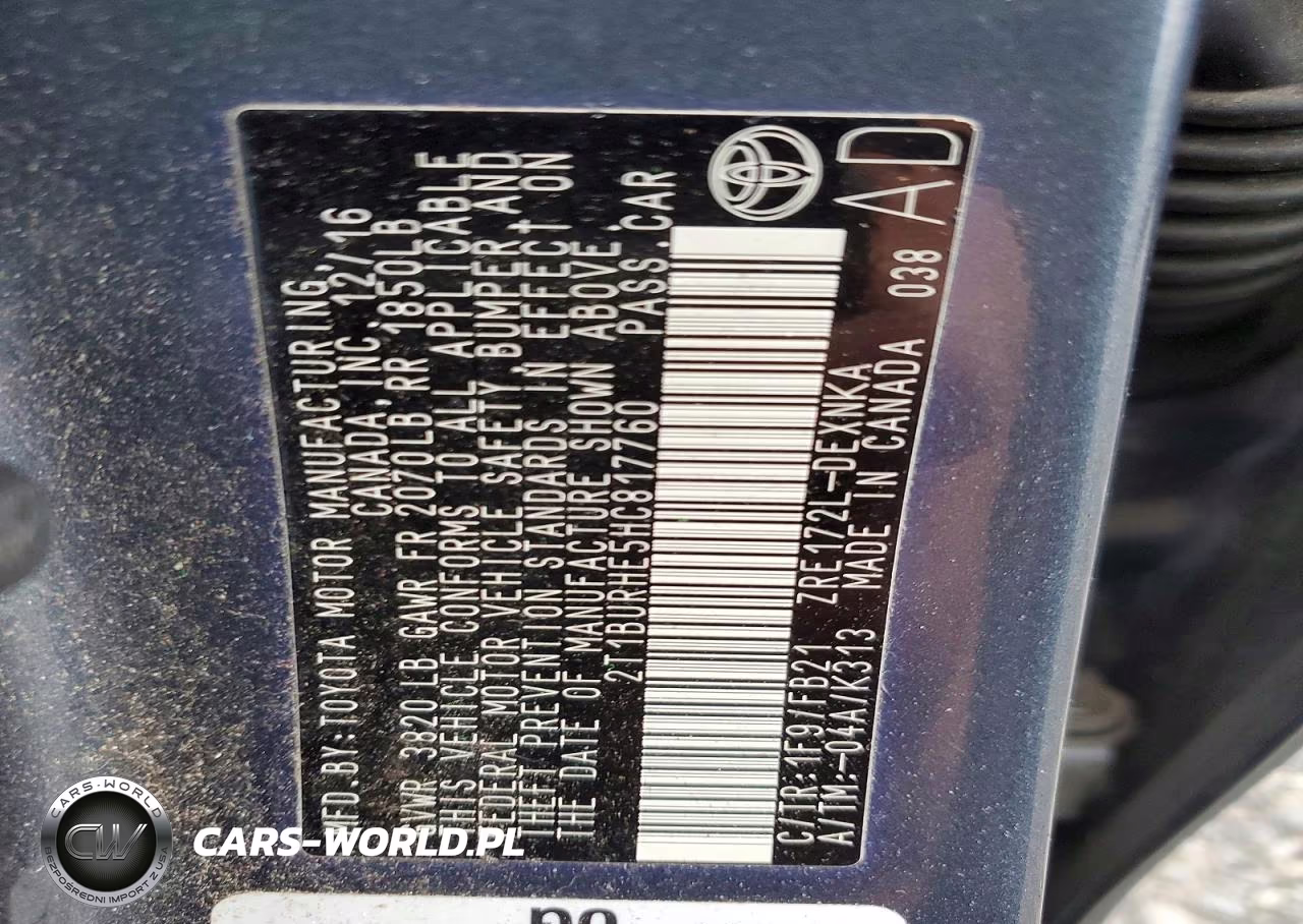 2017 Toyota Corolla Le VIN:2T1BURHE5HC817760 - 12