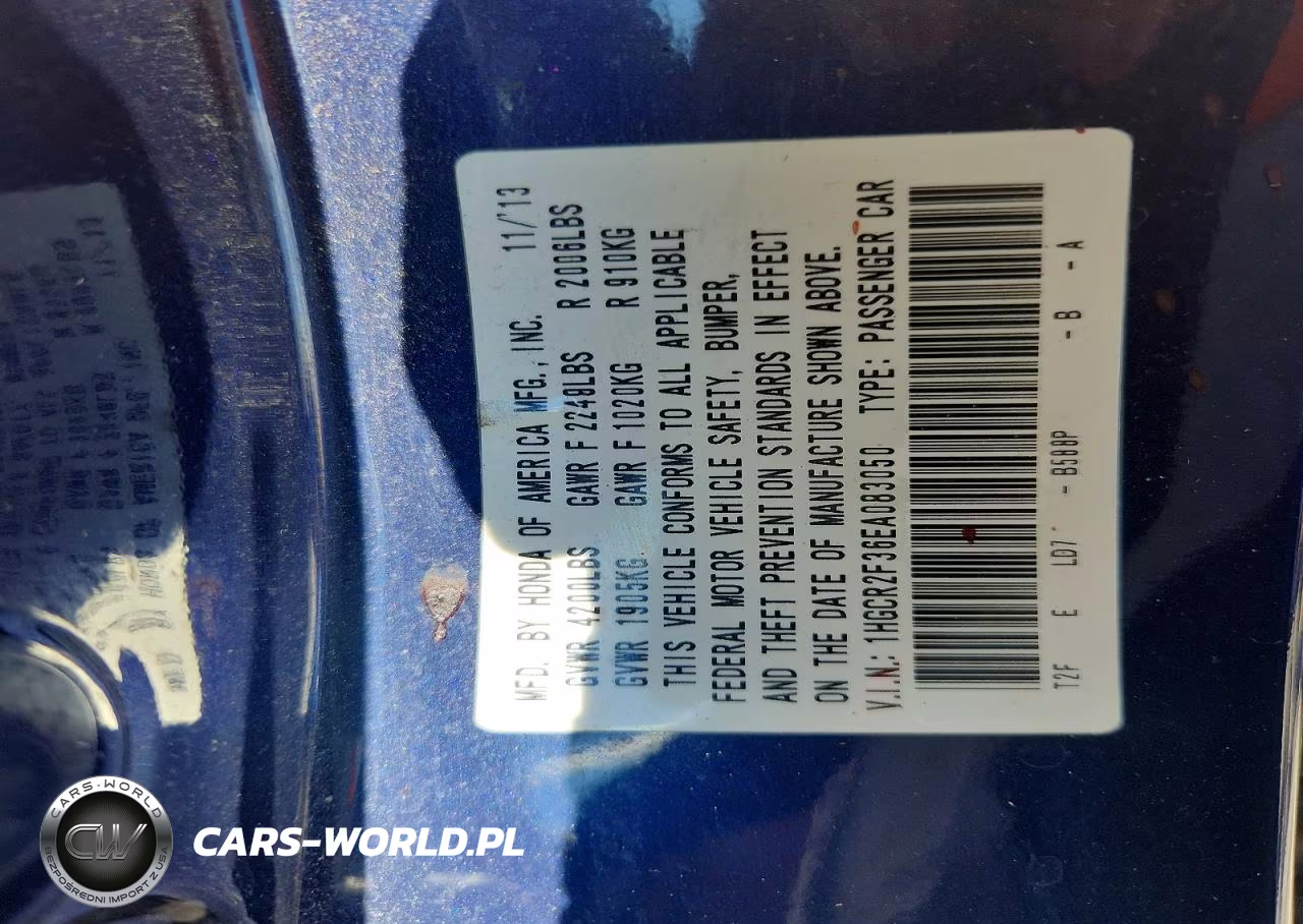 2014 Honda Accord Lx VIN:1HGCR2F36EA083050 - 12