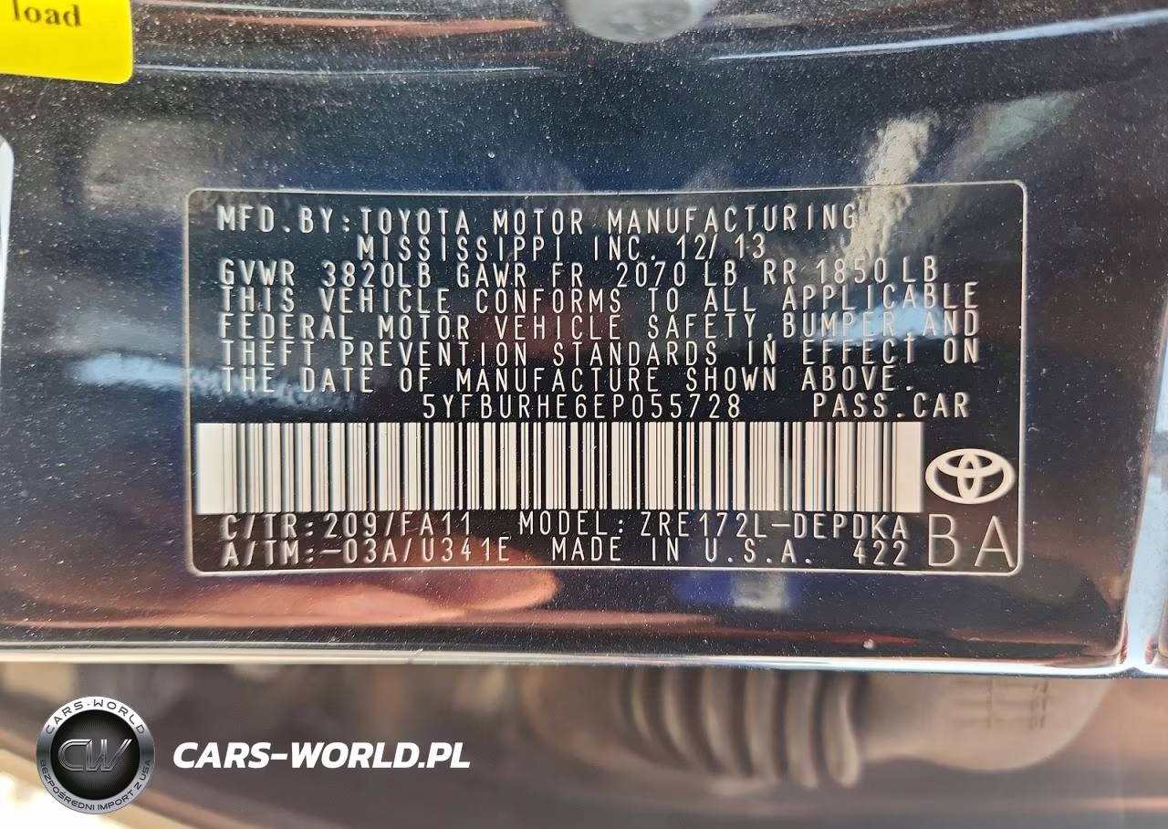 2014 Toyota Corolla L VIN:5YFBURHE6EP055728 - 13