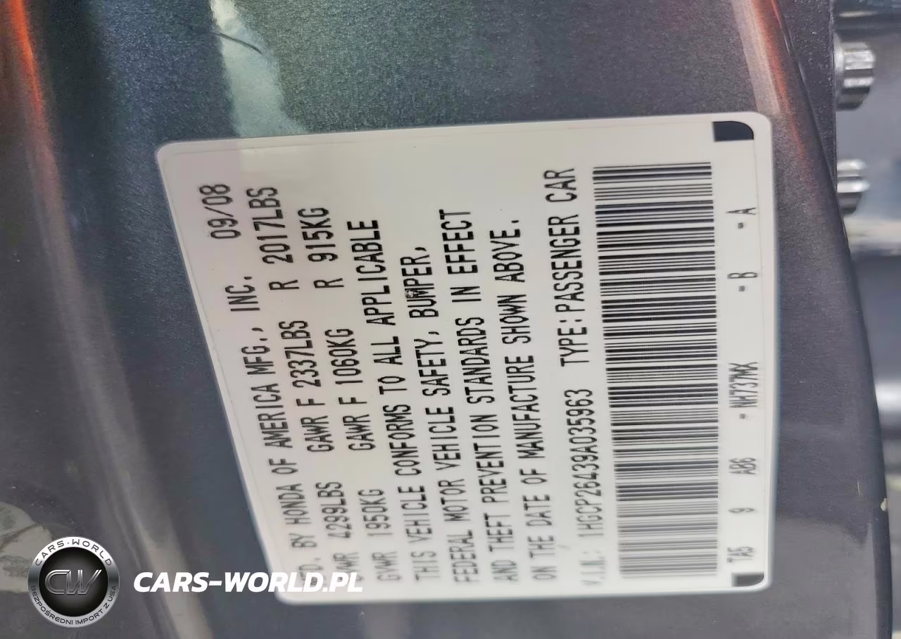 2009 Honda Accord Lxp VIN:1HGCP26439A035963 - 12