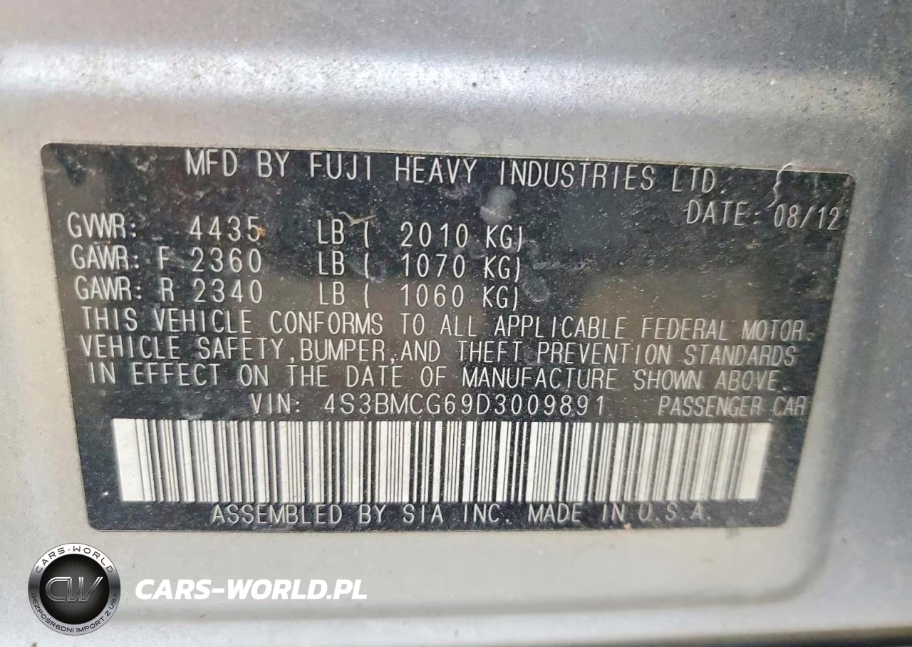 2013 Subaru Legacy 2.5I Premium VIN:4S3BMCG69D3009891 - 12