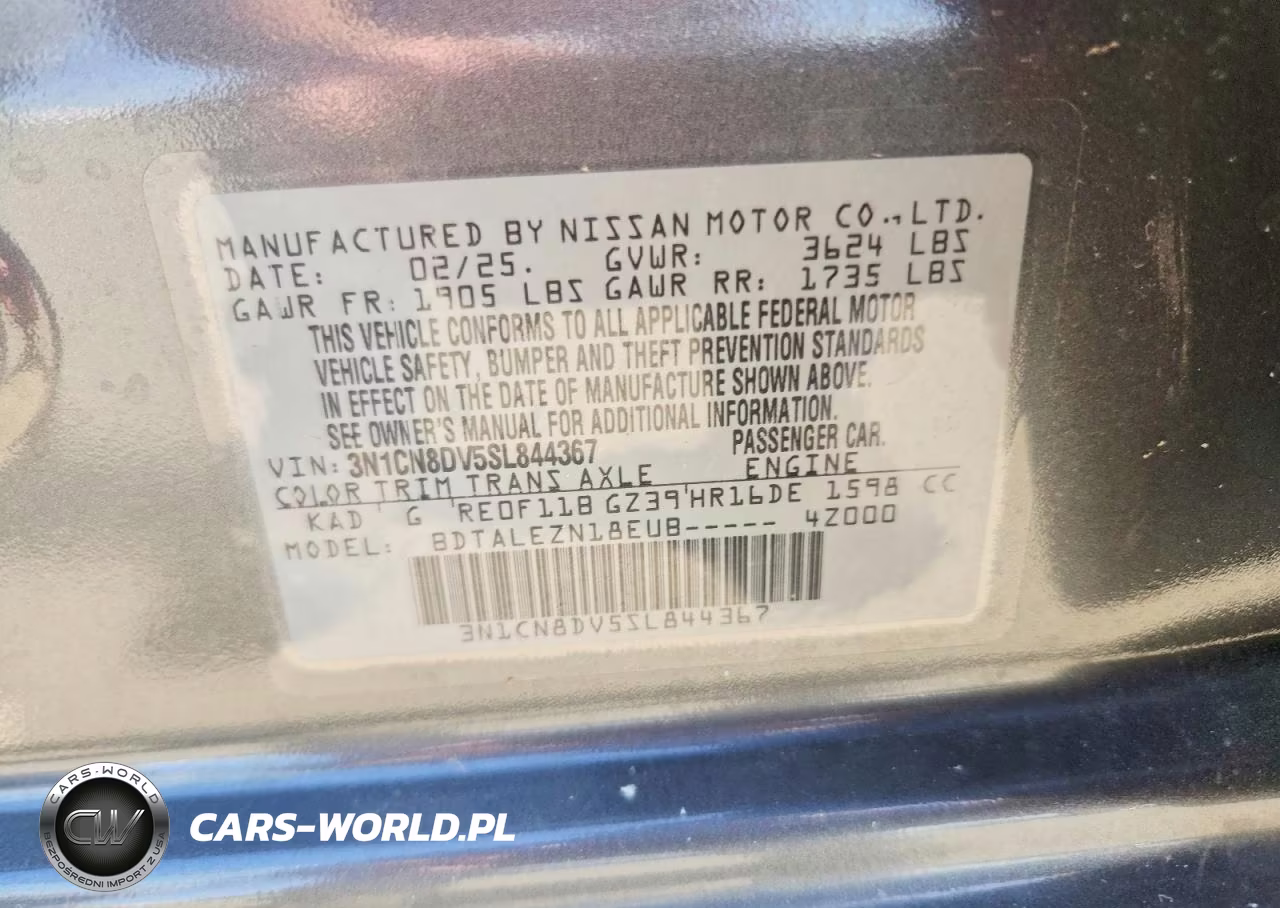 2025 Nissan Versa S VIN:3N1CN8DV5SL844367 - 12