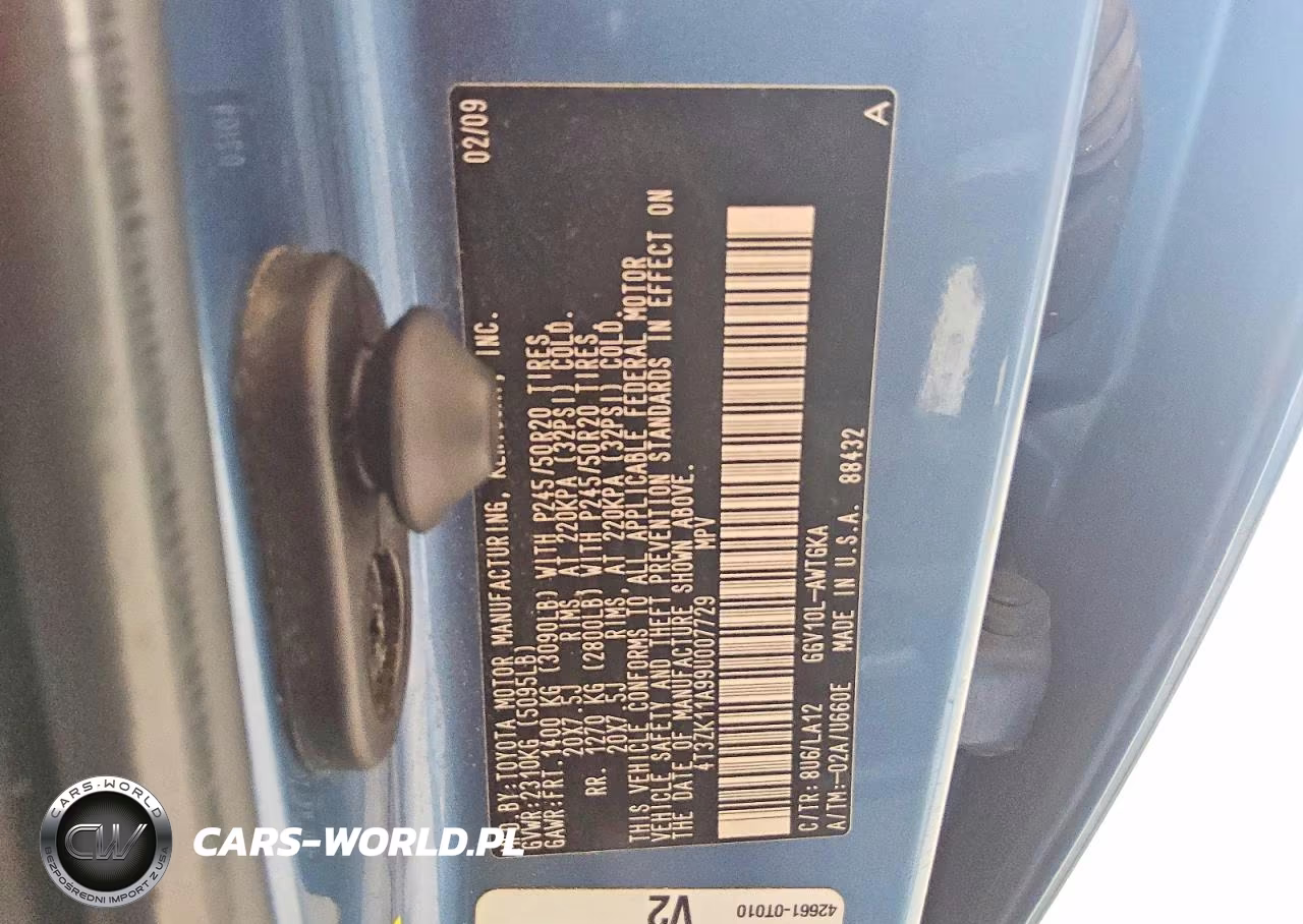 2009 Toyota Venza Fwd V6 VIN:4T3ZK11A99U007729 - 13