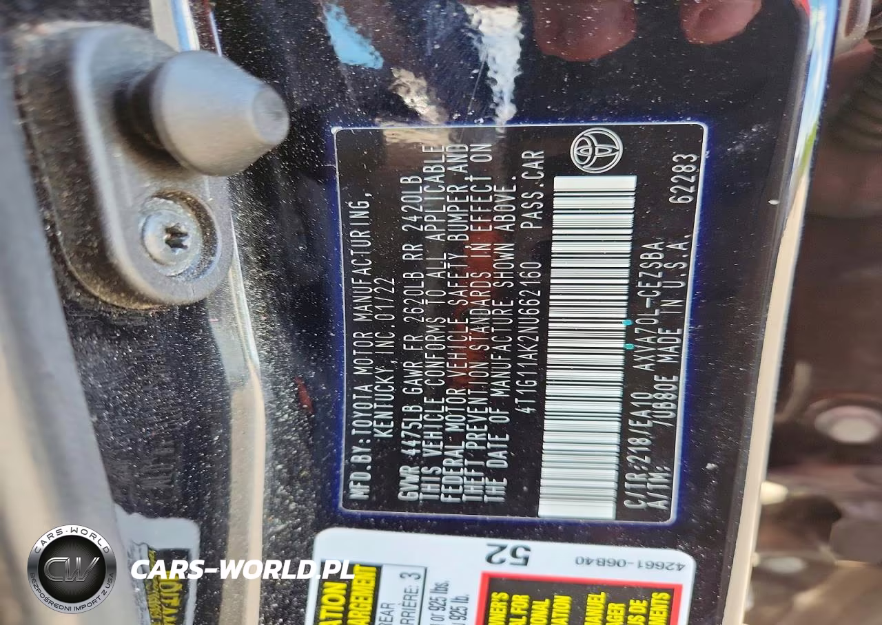 2022 Toyota Camry Se VIN:4T1G11AK2NU662160 - 12