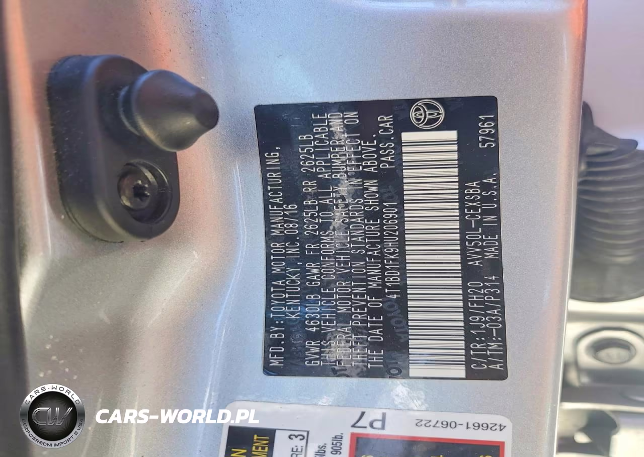 TOYOTA CAMRY HYBR VIN:4T1BD1FK9HU206901 - 12
