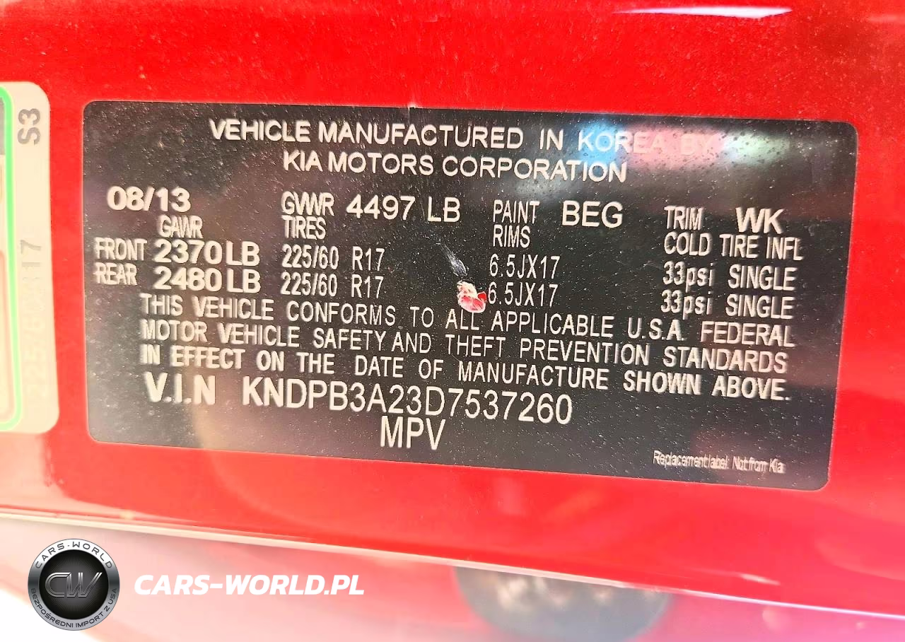 2013 Kia Sportage VIN:KNDPB3A23D7537260 - 13
