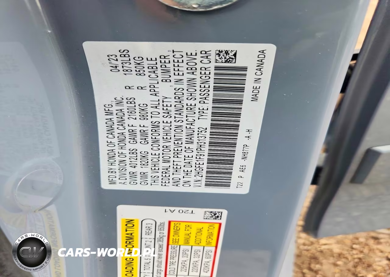 2023 Honda Civic Touring VIN:2HGFE1F91PH313752 - 12