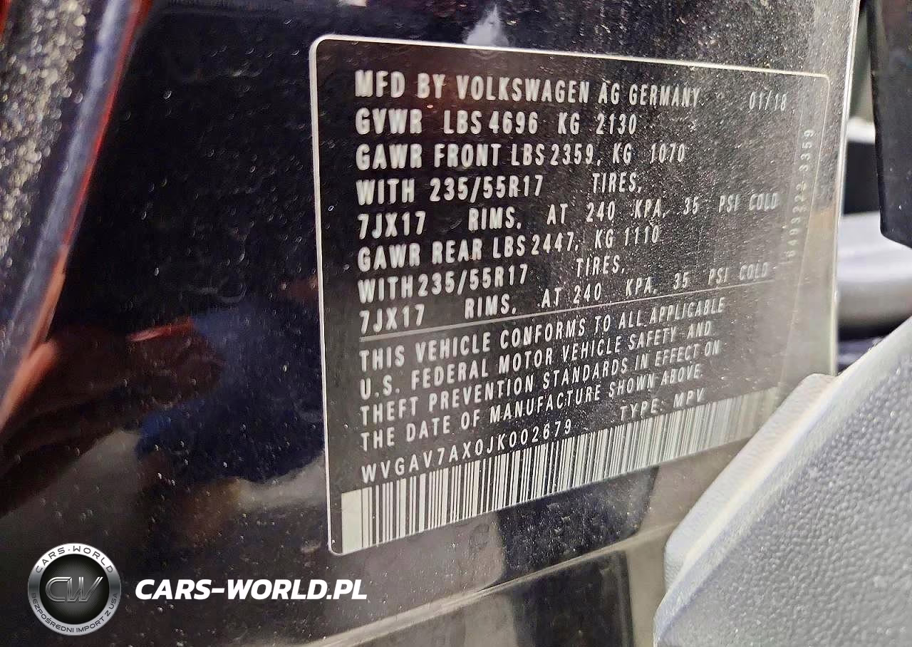 2018 Volkswagen Tiguan Limited VIN:WVGAV7AX0JK002679 - 12