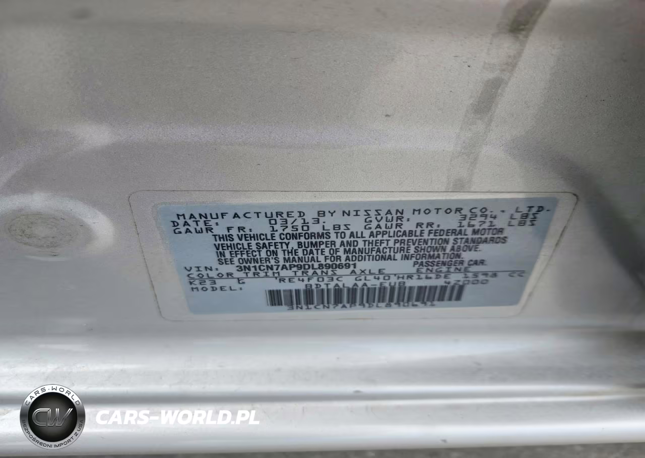 2013 Nissan Versa 1.6 S VIN:3N1CN7AP9DL890691 - 12
