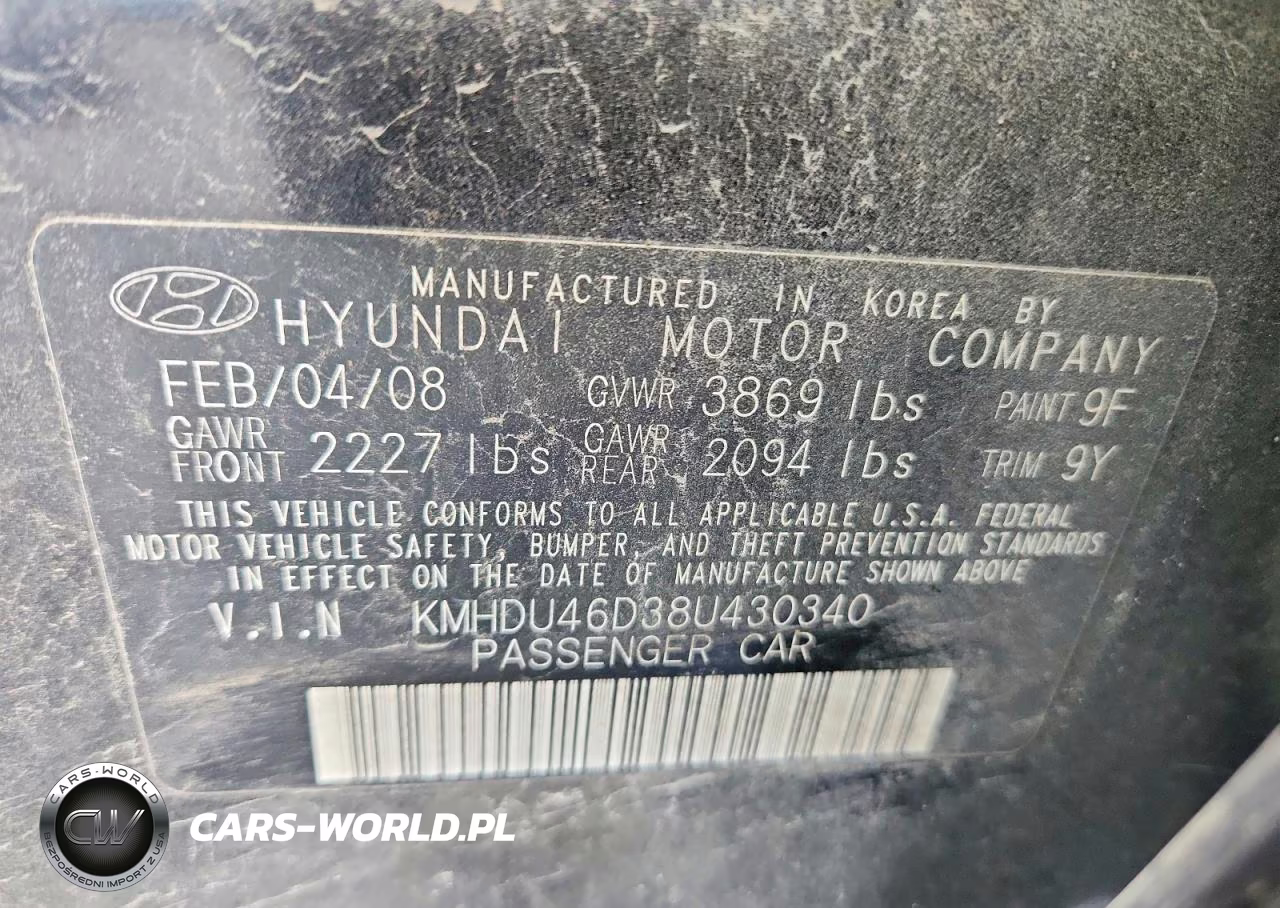 2008 Hyundai Elantra Gls VIN:KMHDU46D38U430340 - 12