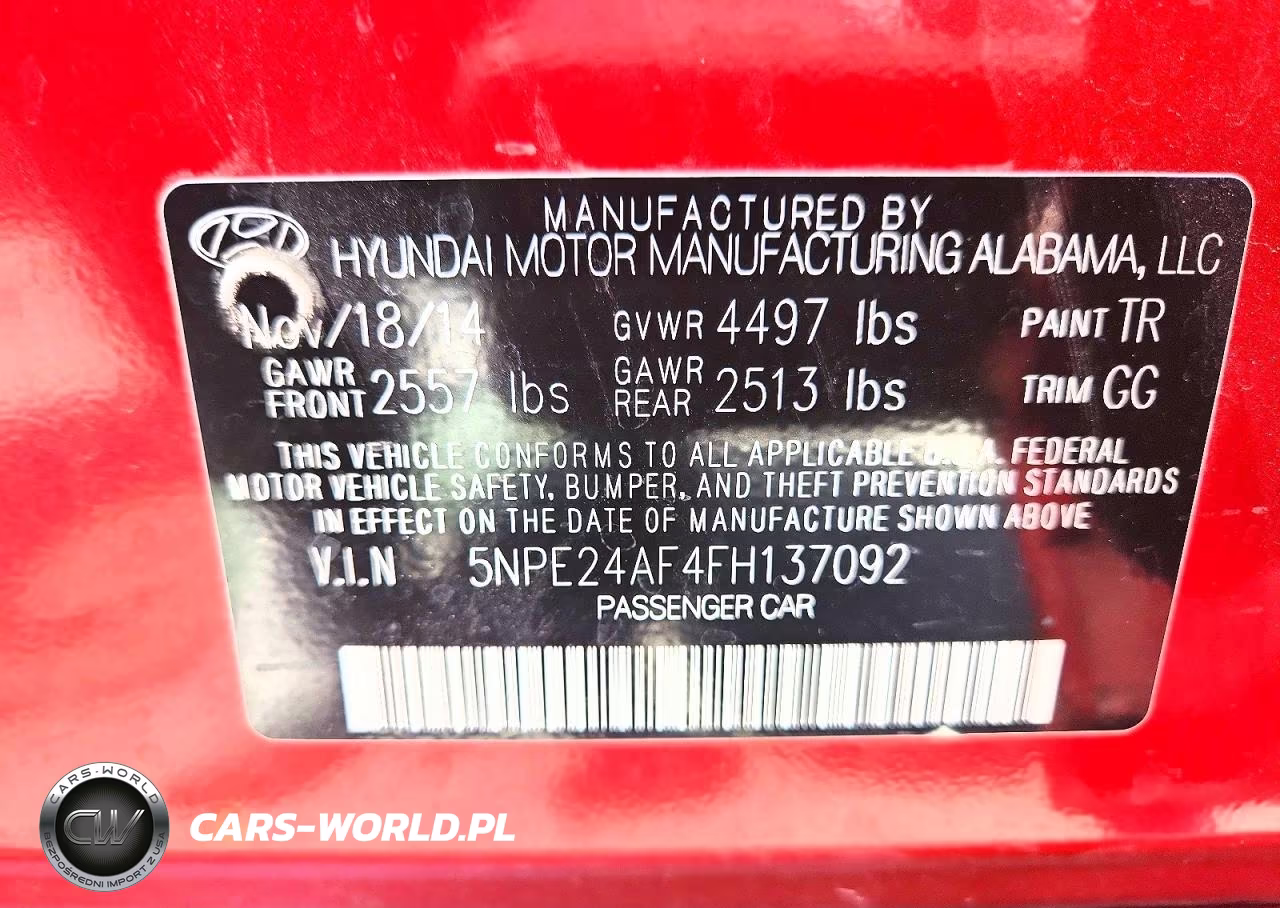2015 Hyundai Sonata Se VIN:5NPE24AF4FH137092 - 12