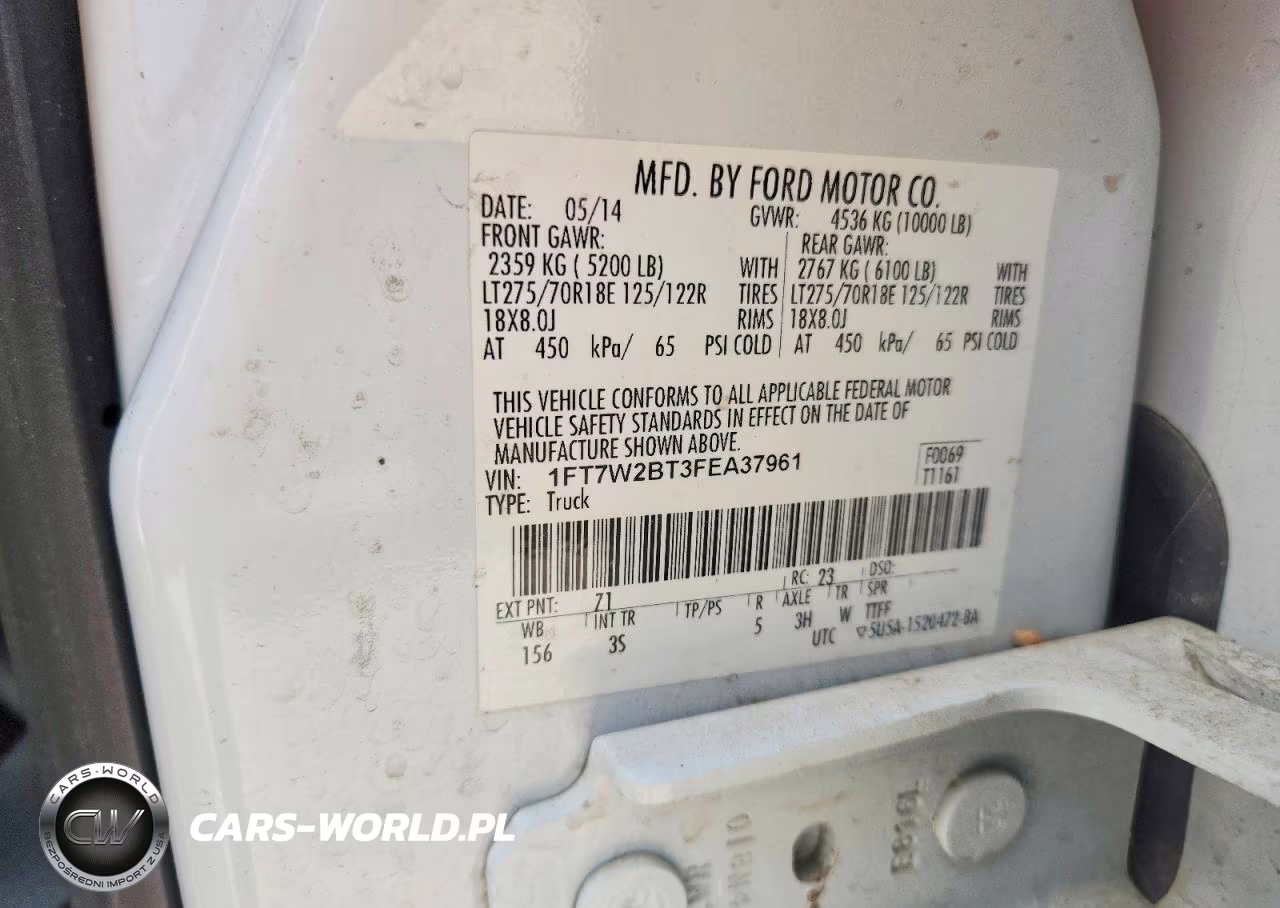 2015 Ford F250 Super Duty VIN:1FT7W2BT3FEA37961 - 12