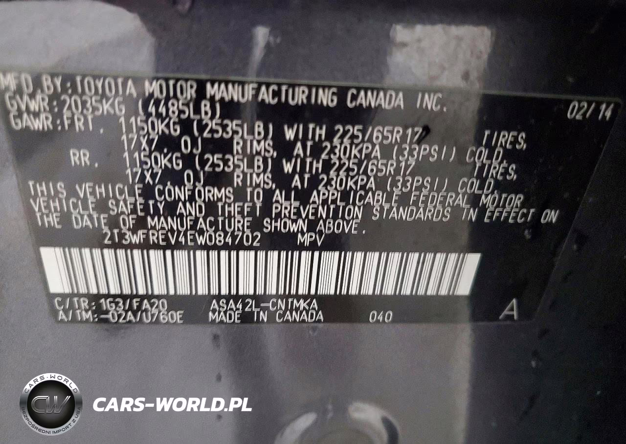 2014 Toyota Rav4 Xle VIN:2T3WFREV4EW084702 - 12