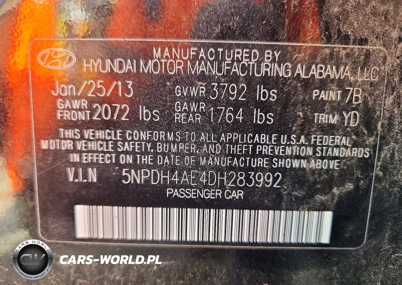 2013 Hyundai Elantra Gls VIN:5NPDH4AE4DH283992 - 12
