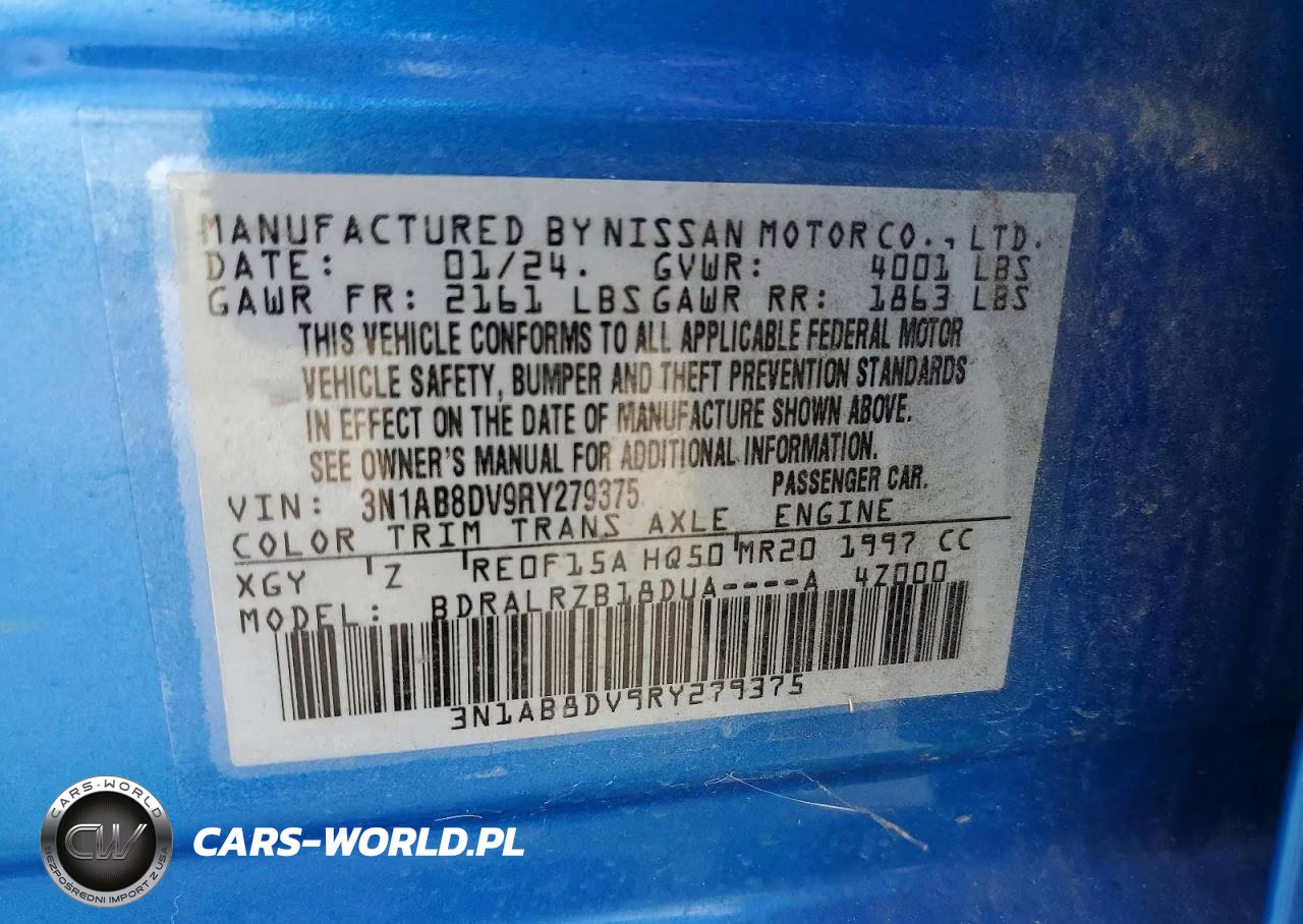2024 Nissan Sentra Sr VIN:3N1AB8DV9RY279375 - 12