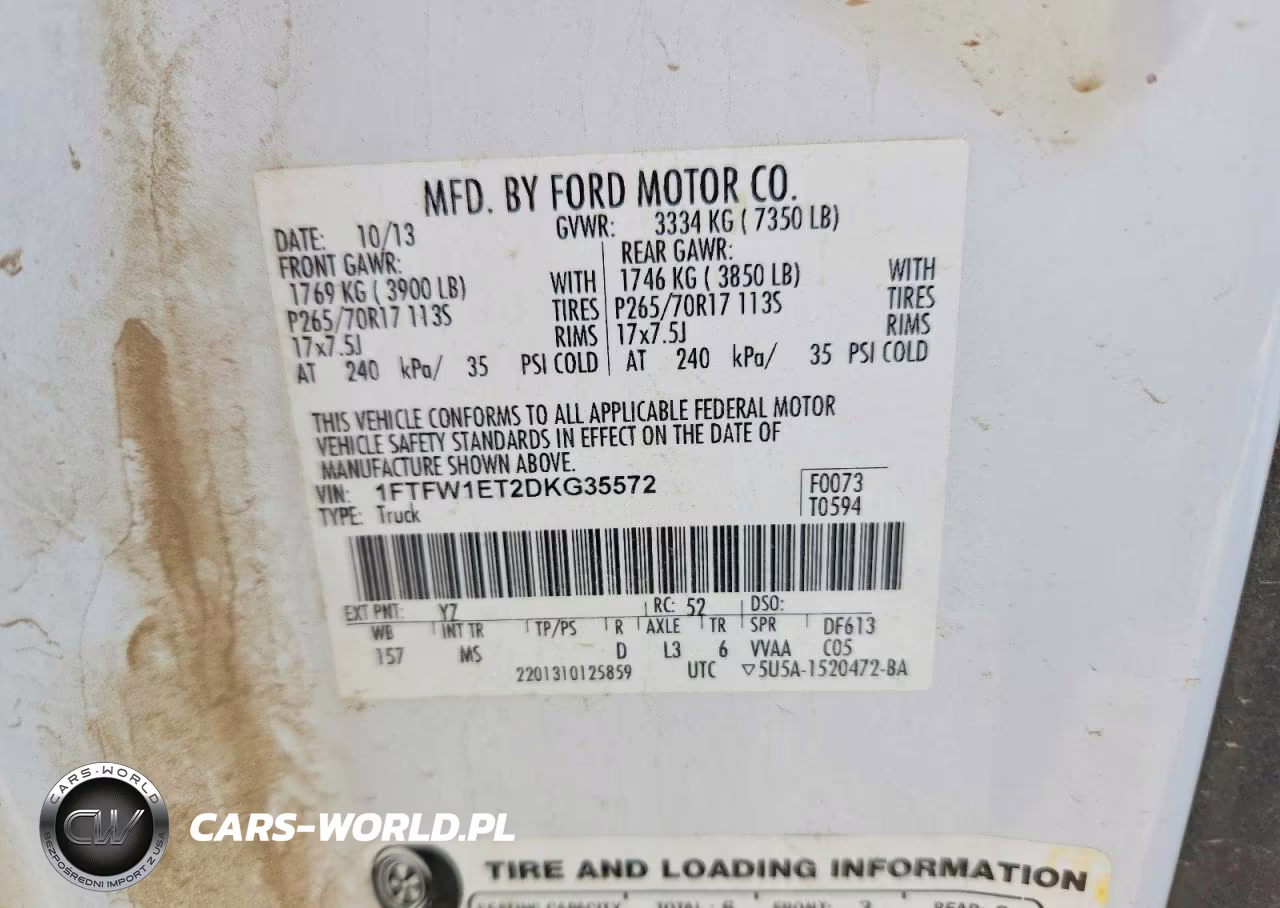 2013 Ford F150 Xlt VIN:1FTFW1ET2DKG35572 - 13