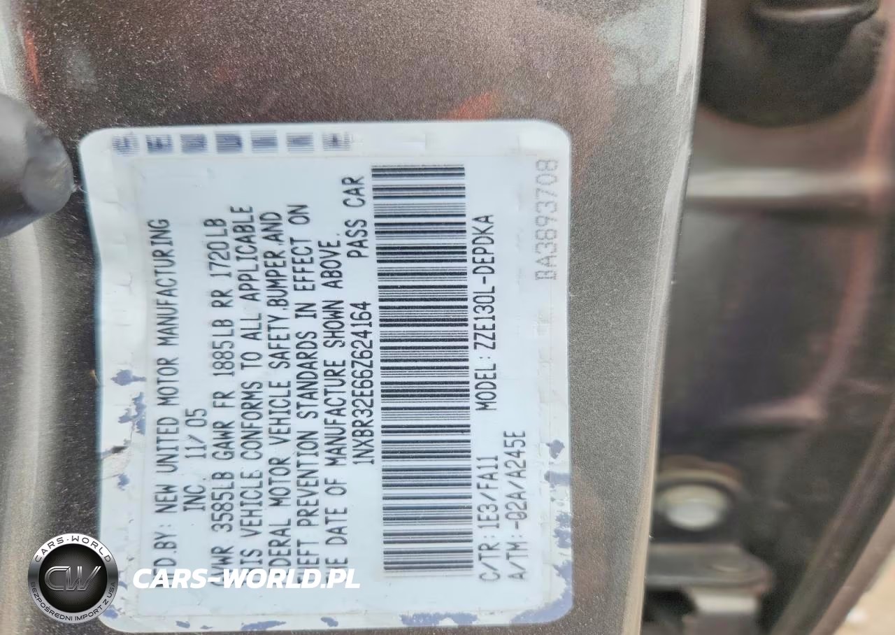 2006 Toyota Corolla Ce VIN:1NXBR32E66Z624164 - 12