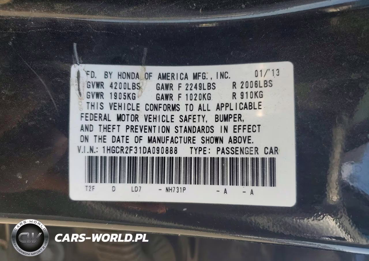 2013 Honda Accord Lx VIN:1HGCR2F31DA090888 - 12