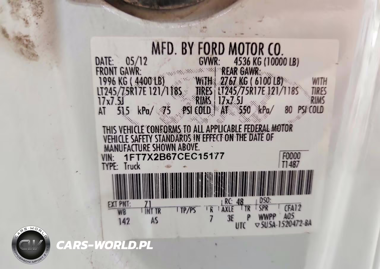 2012 Ford F250 Super Duty VIN:1FT7X2B67CEC15177 - 13
