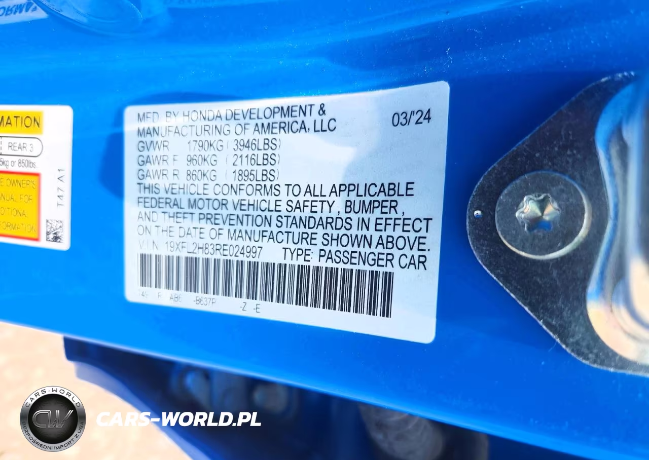 2024 Honda Civic Sport VIN:19XFL2H83RE024997 - 12