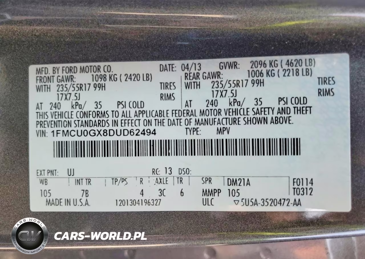 2013 Ford Escape Se VIN:1FMCU0GX8DUD62494 - 13