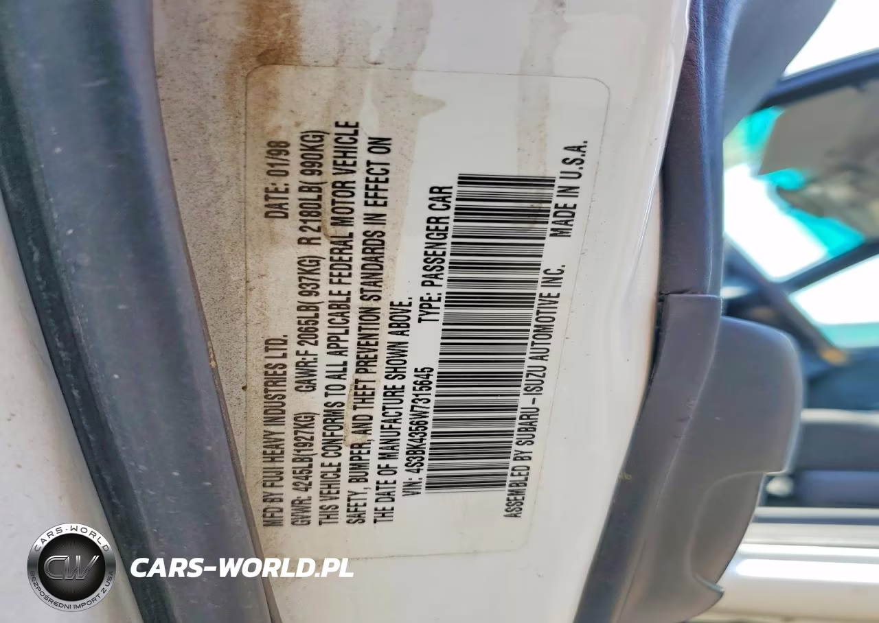 1998 Subaru Legacy L VIN:4S3BK4356W7315645 - 12