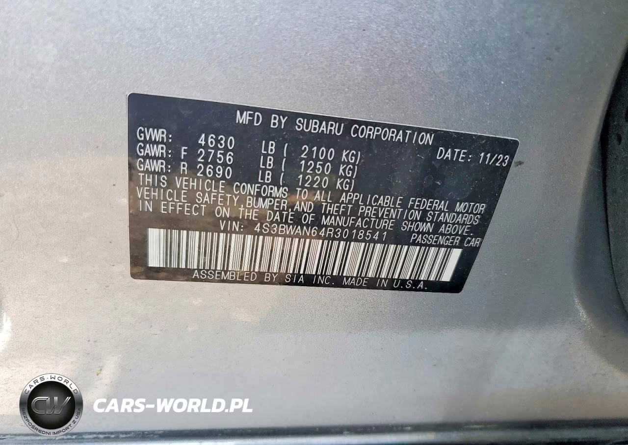 2024 Subaru Legacy Limited VIN:4S3BWAN64R3018541 - 13