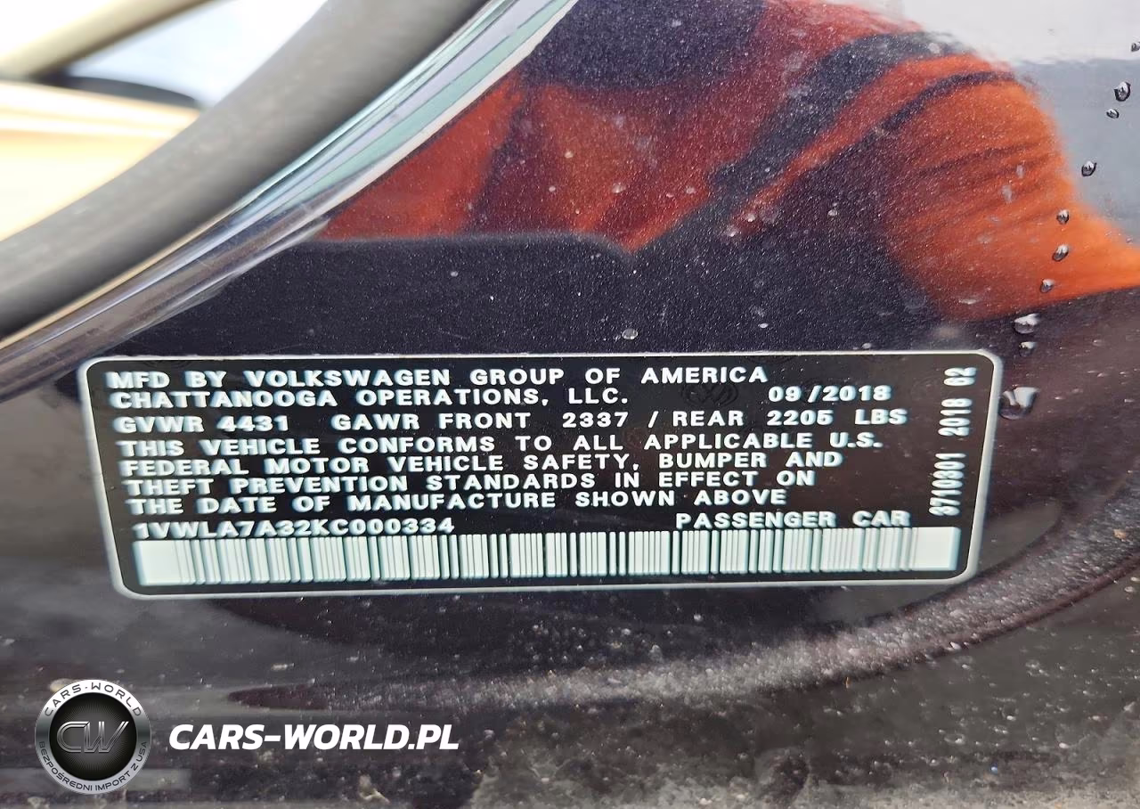 2019 Volkswagen Passat Wolfsburg VIN:1VWLA7A32KC000334 - 12