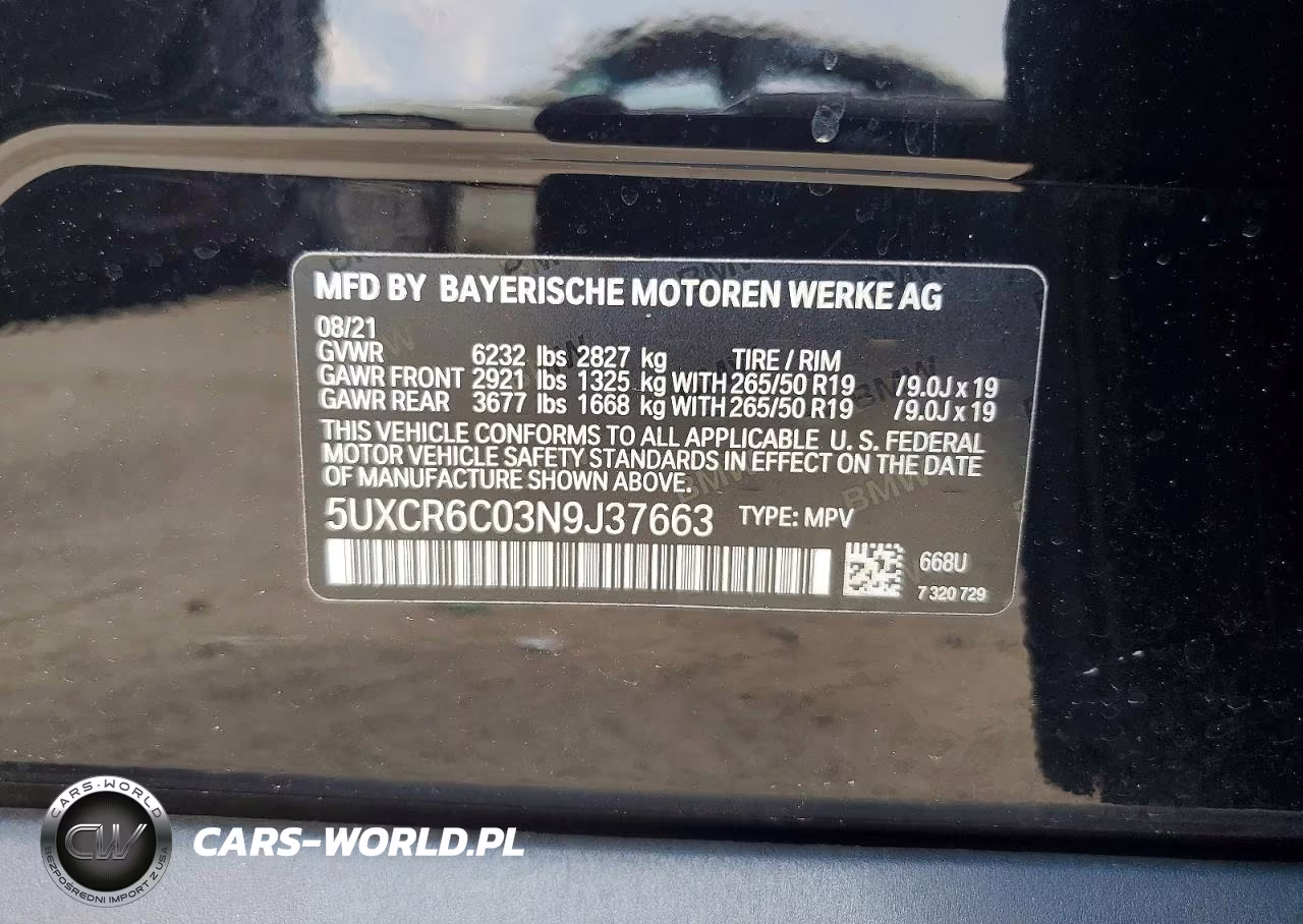 2022 BMW X5 xDrive40I VIN:5UXCR6C03N9J37663 - 13