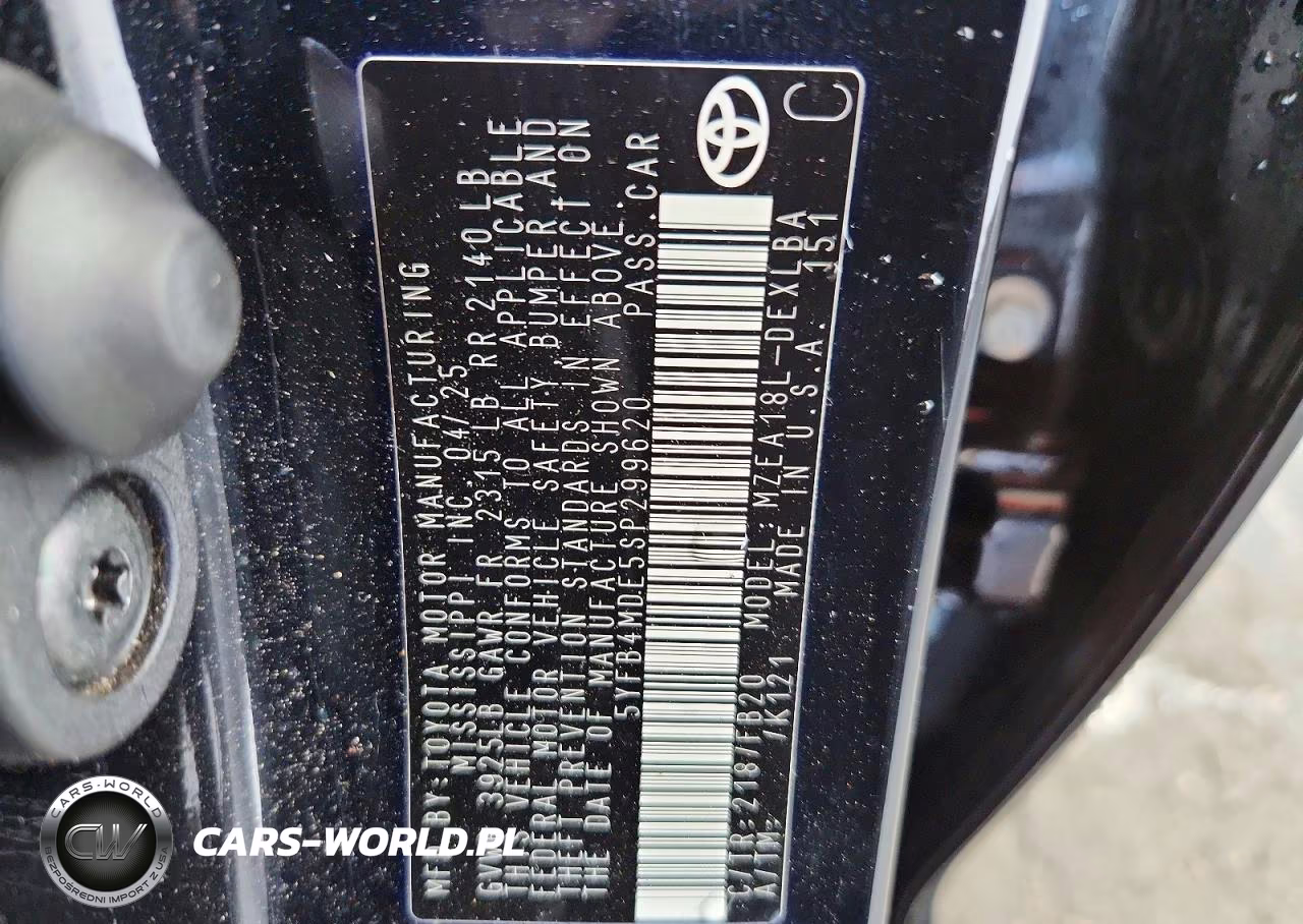 2025 Toyota Corolla Le VIN:5YFB4MDE5SP299620 - 12