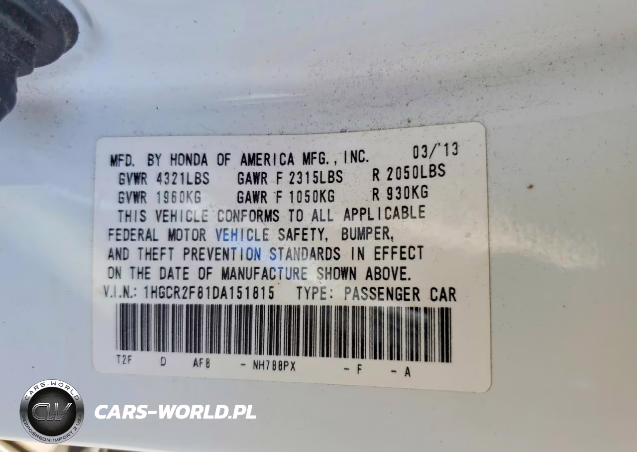 2013 Honda Accord Exl VIN:1HGCR2F81DA151815 - 12