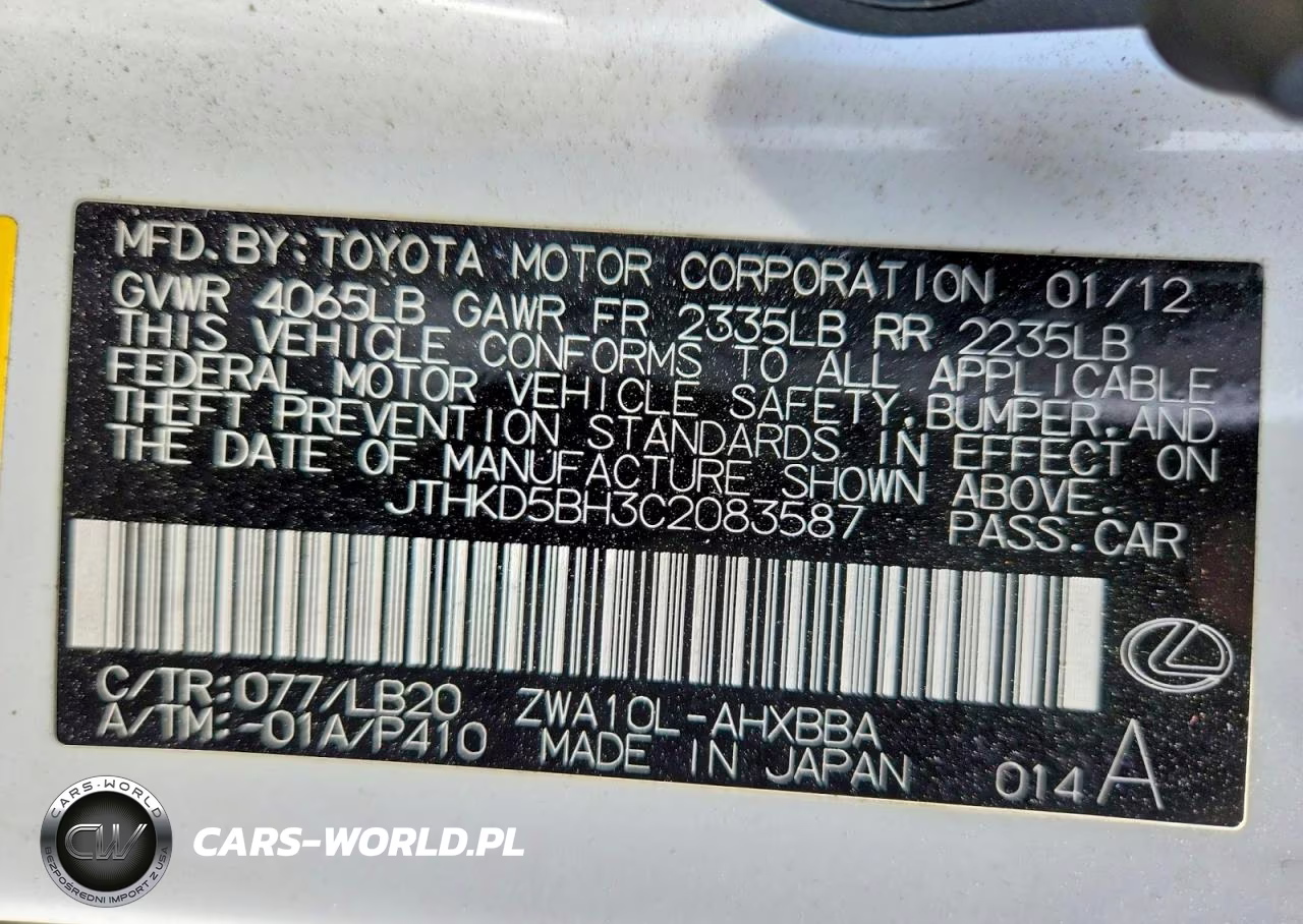 2012 Lexus Ct 200 VIN:JTHKD5BH3C2083587 - 12