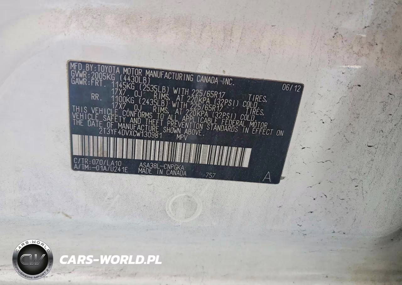 2012 Toyota Rav4 Limited VIN:2T3YF4DVXCW130981 - 12