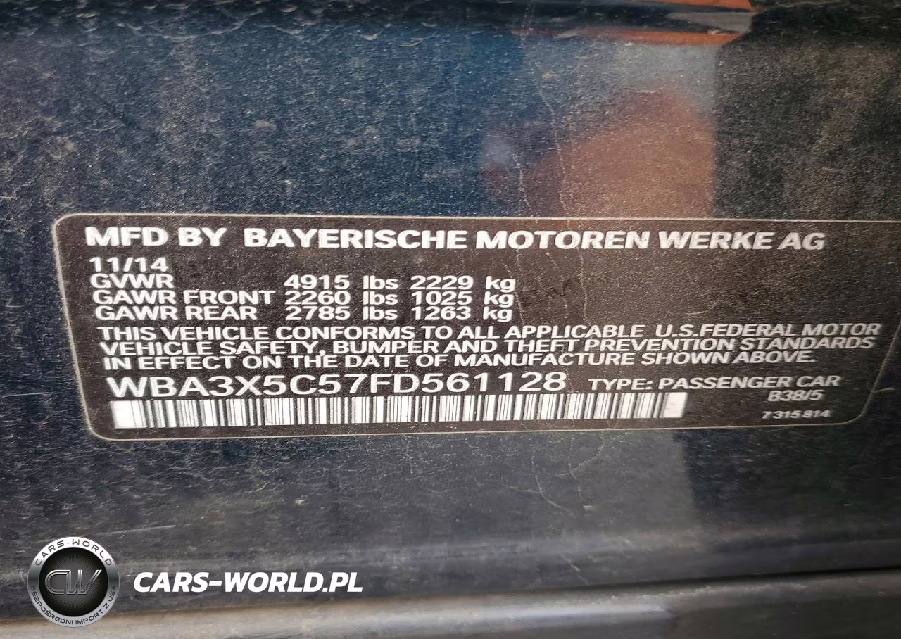 2015 BMW 328 Xigt VIN:WBA3X5C57FD561128 - 12