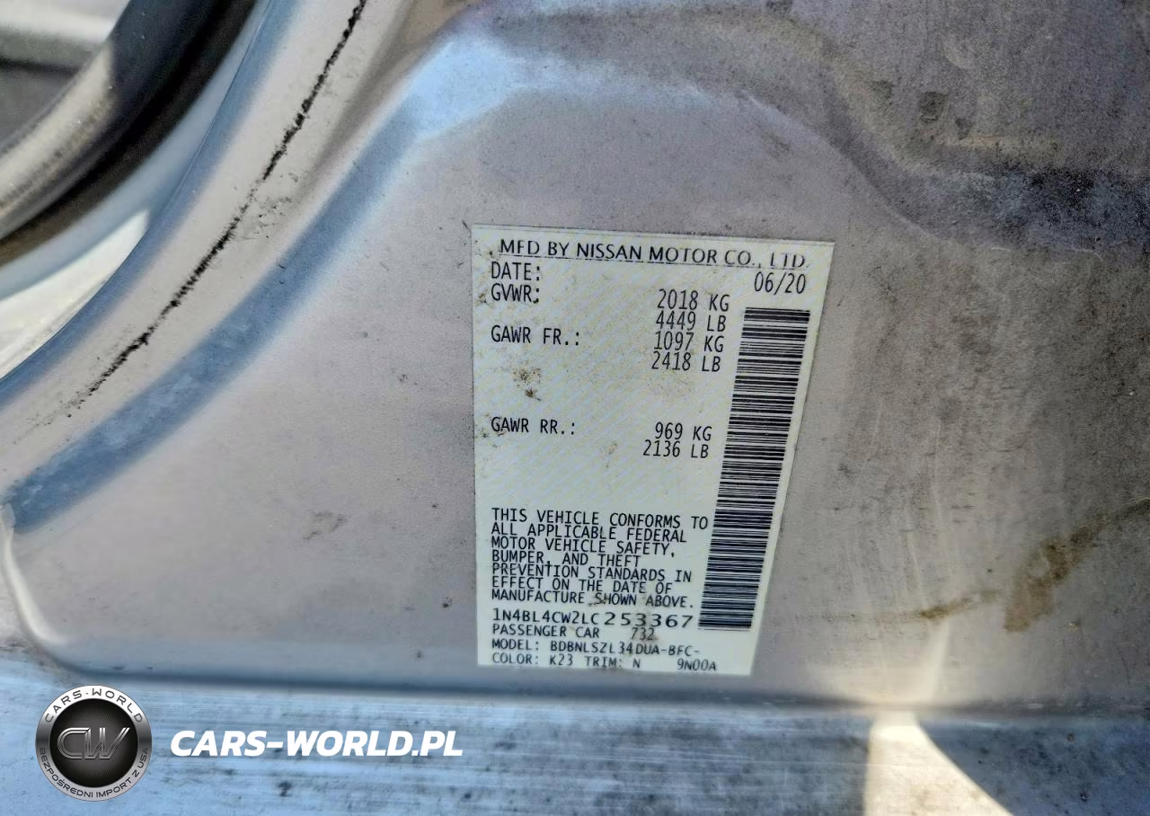 2020 Nissan Altima Sr VIN:1N4BL4CW2LC253367 - 12