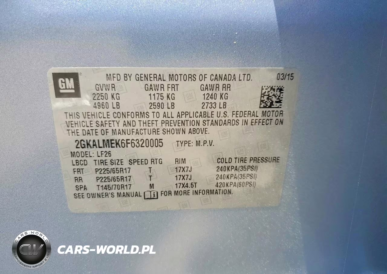 2015 GMC Terrain Sle VIN:2GKALMEK6F6320005 - 13