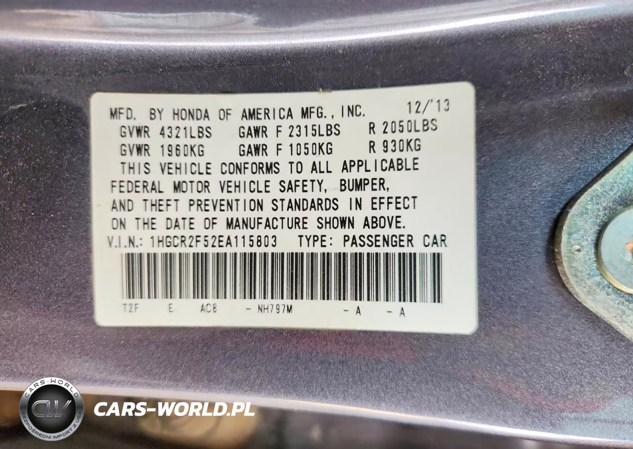2014 Honda Accord Sport VIN:1HGCR2F52EA115803 - 13