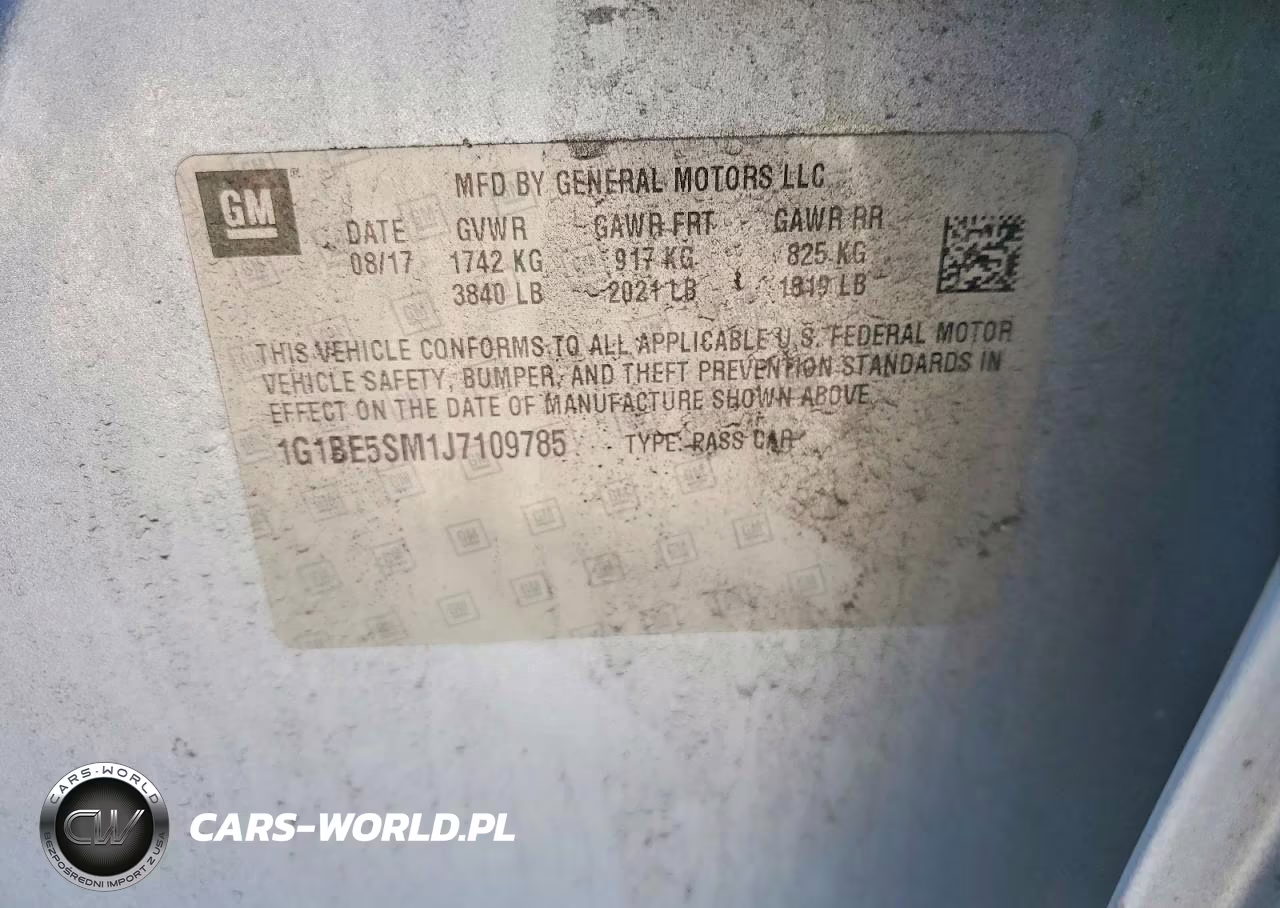 2018 Chevrolet Cruze Lt VIN:1G1BE5SM1J7109785 - 12