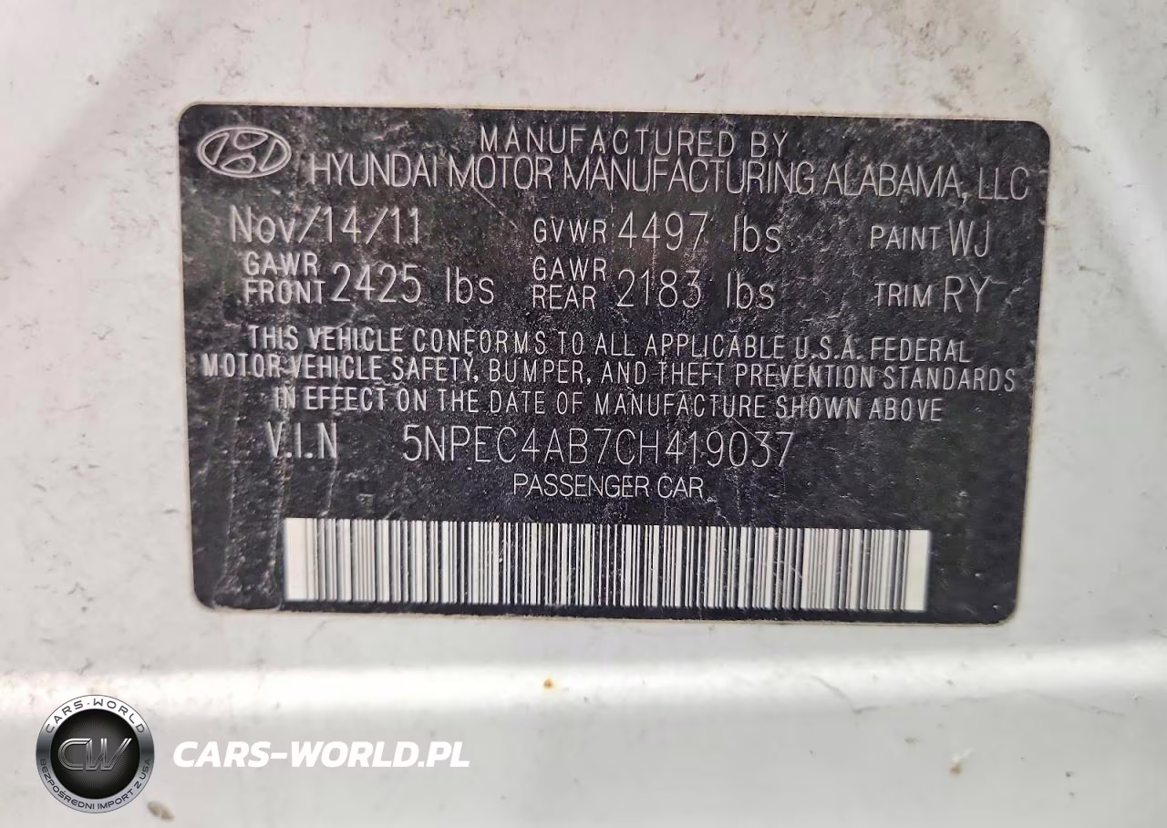 2012 Hyundai Sonata Se 2.0T VIN:5NPEC4AB7CH419037 - 12