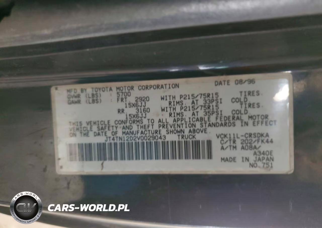 1997 Toyota T100 Xtracab VIN:JT4TN12D2V0029043 - 12