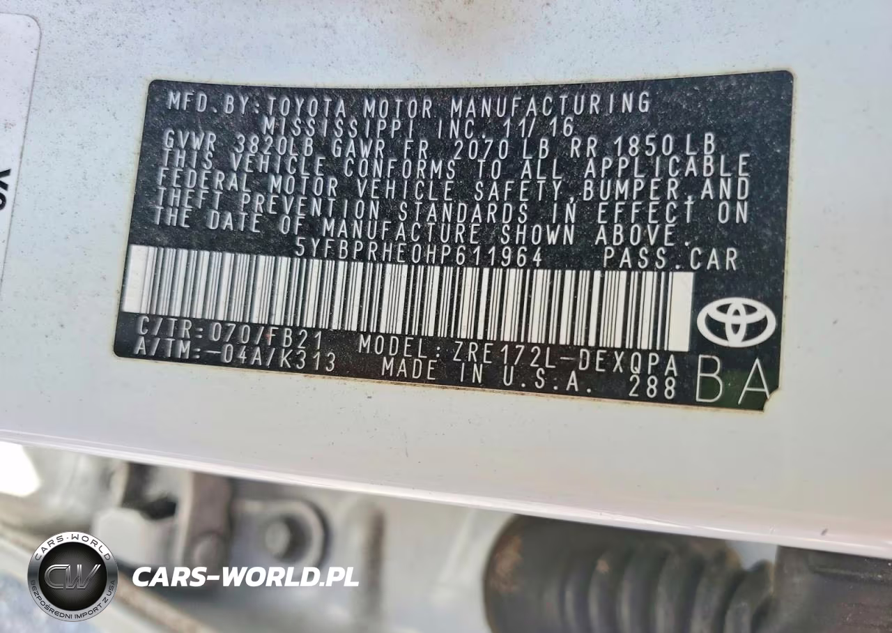 2017 Toyota Corolla Le Eco VIN:5YFBPRHE0HP611964 - 12