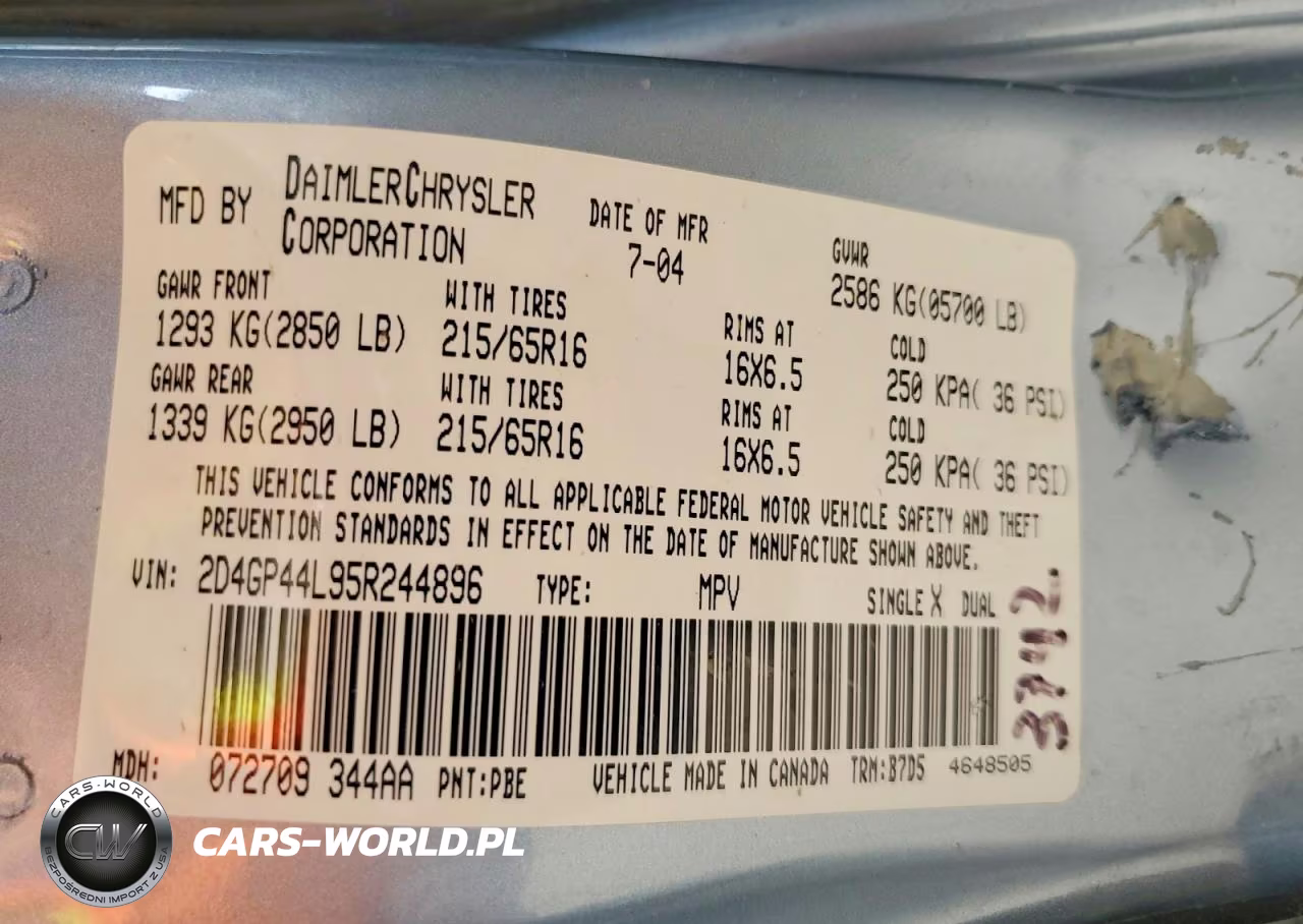 2005 Dodge Grand Caravan Sxt VIN:2D4GP44L95R244896 - 13